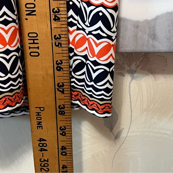 LAUNDRY by SHELLI SEGAL Aztec Shift Dress‎ Size L Mandarin Red Multi Liquid Knit - Picture 15 of 16